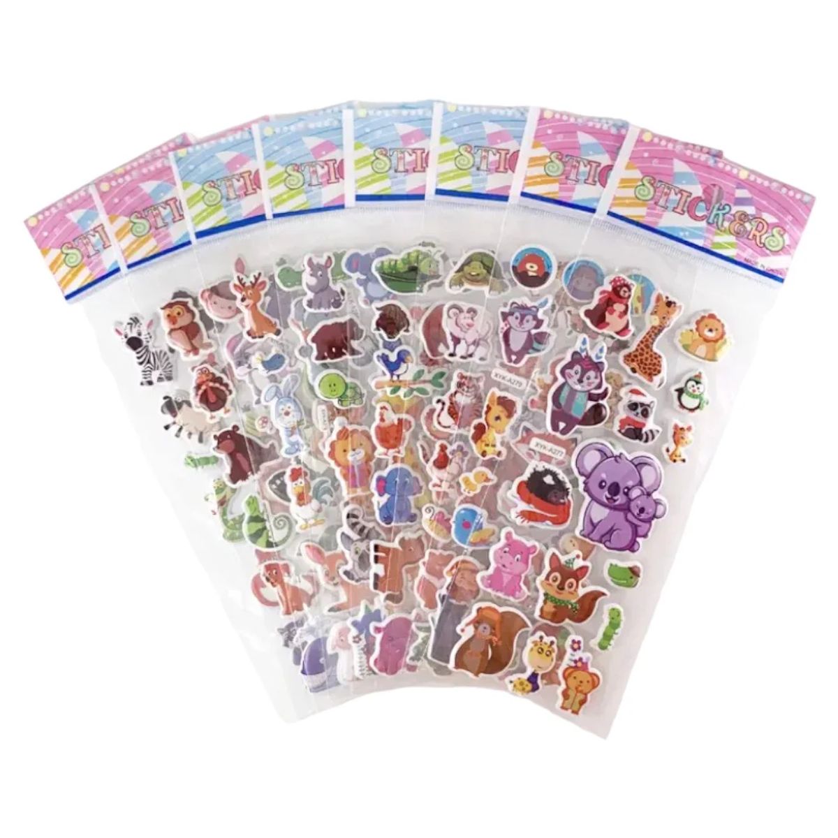 GENERICO - Pack x 10  láminas de Stickers Animales de la Jungla 2