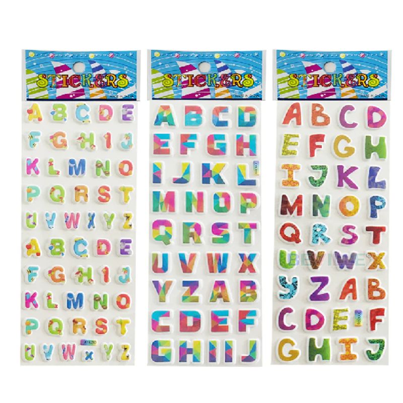 GENERICO - Pack x 10  láminas de Stickers Letras, Abecedario, Alfabeto