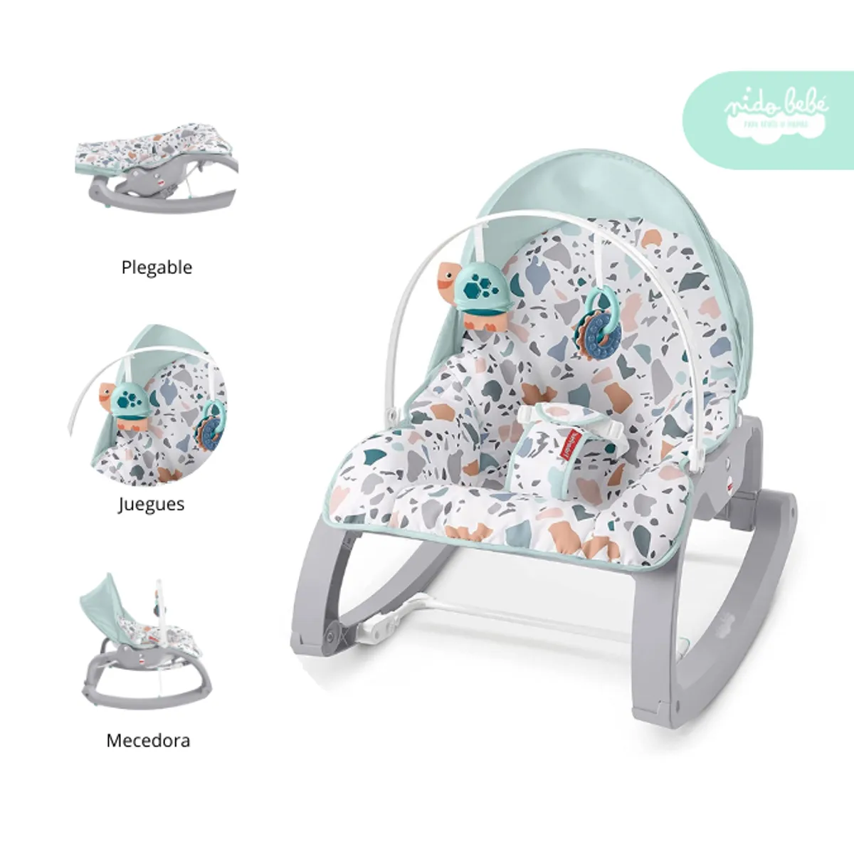 GENERICO - Silla Nido Mecedora de Bebé Fisher Plomo