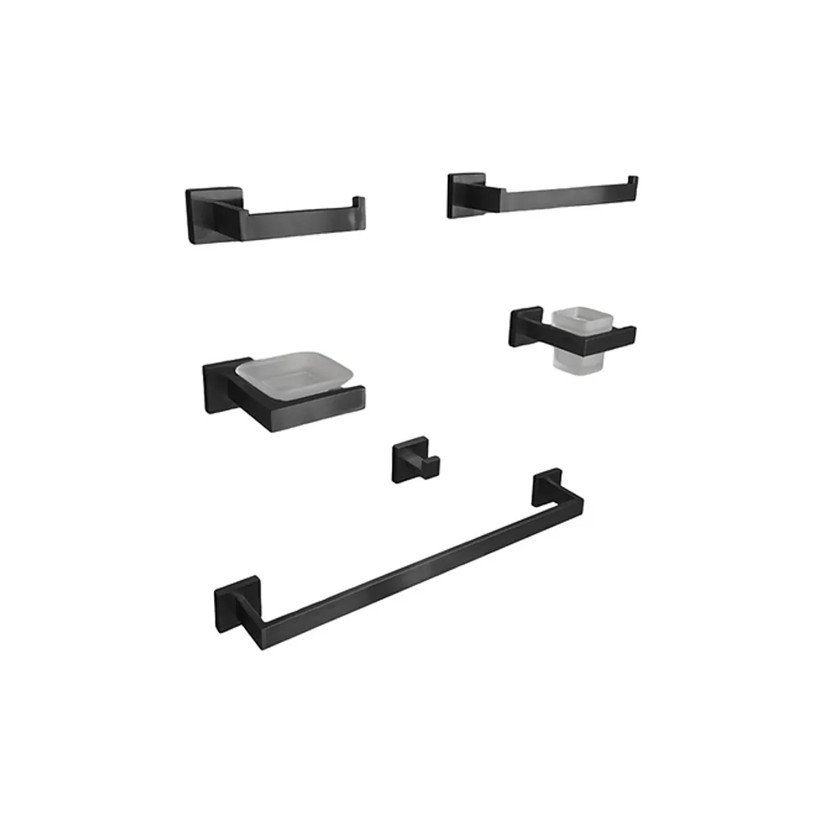 XM - KIT DE ACCESORIOS DE BAÑO 6 PIEZAS NEGRO 97701