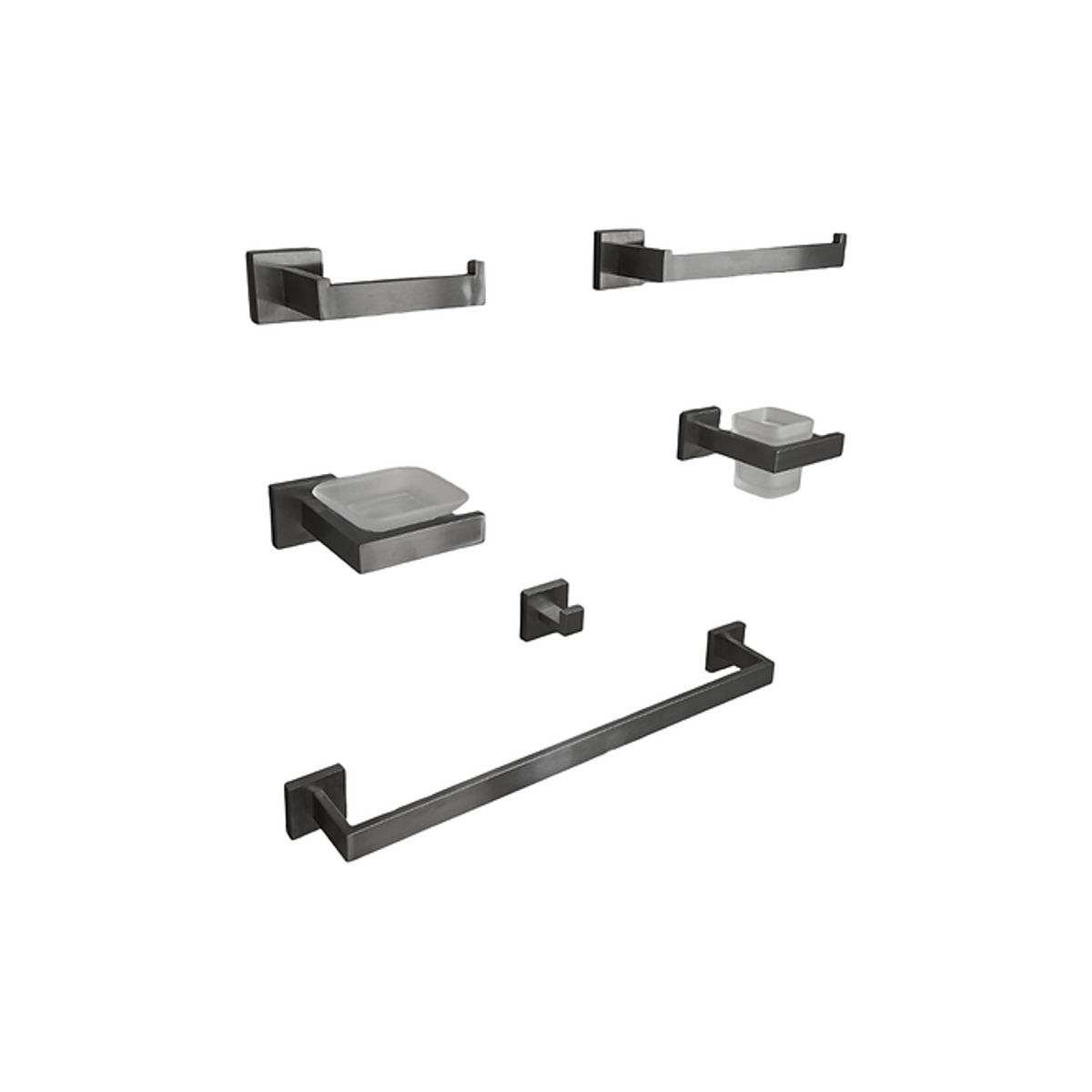 XM - KIT DE ACCESORIOS DE BAÑO 6 PIEZAS GRIS 97703