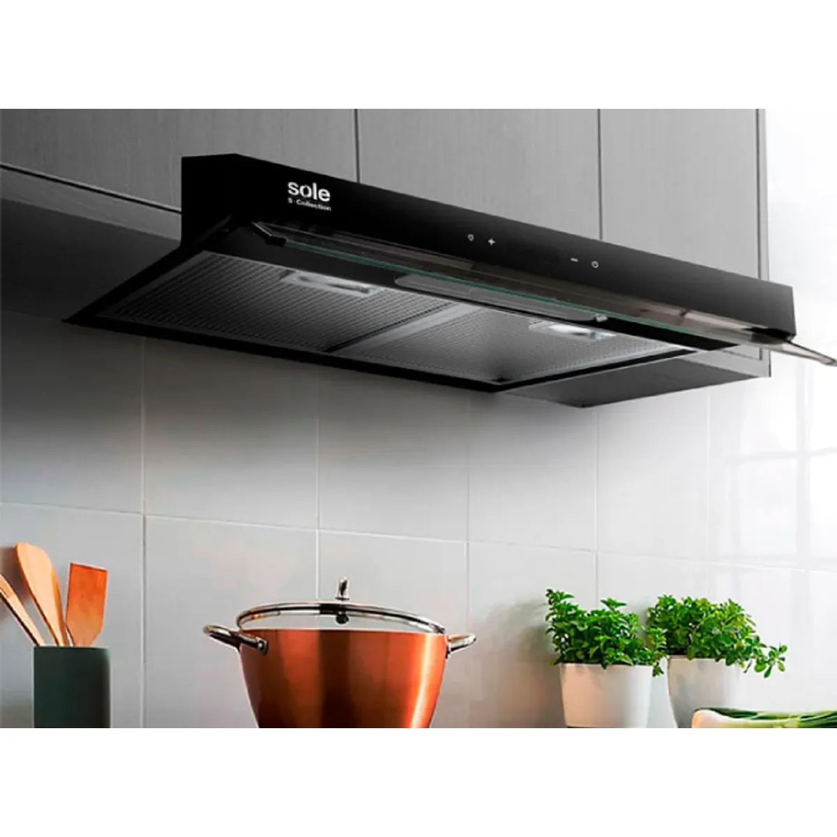SOLE - Campana Extractora Sole 60cm Slim Black TURE18CO Negro