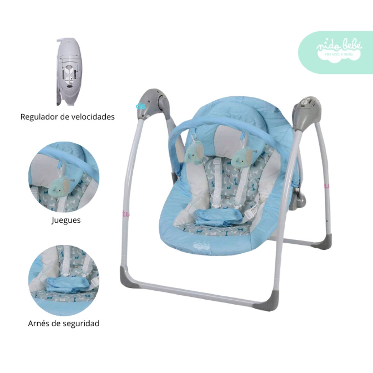 GENERICO - Silla Nido Mecedora de Bebé Columpio Bouncer Blue