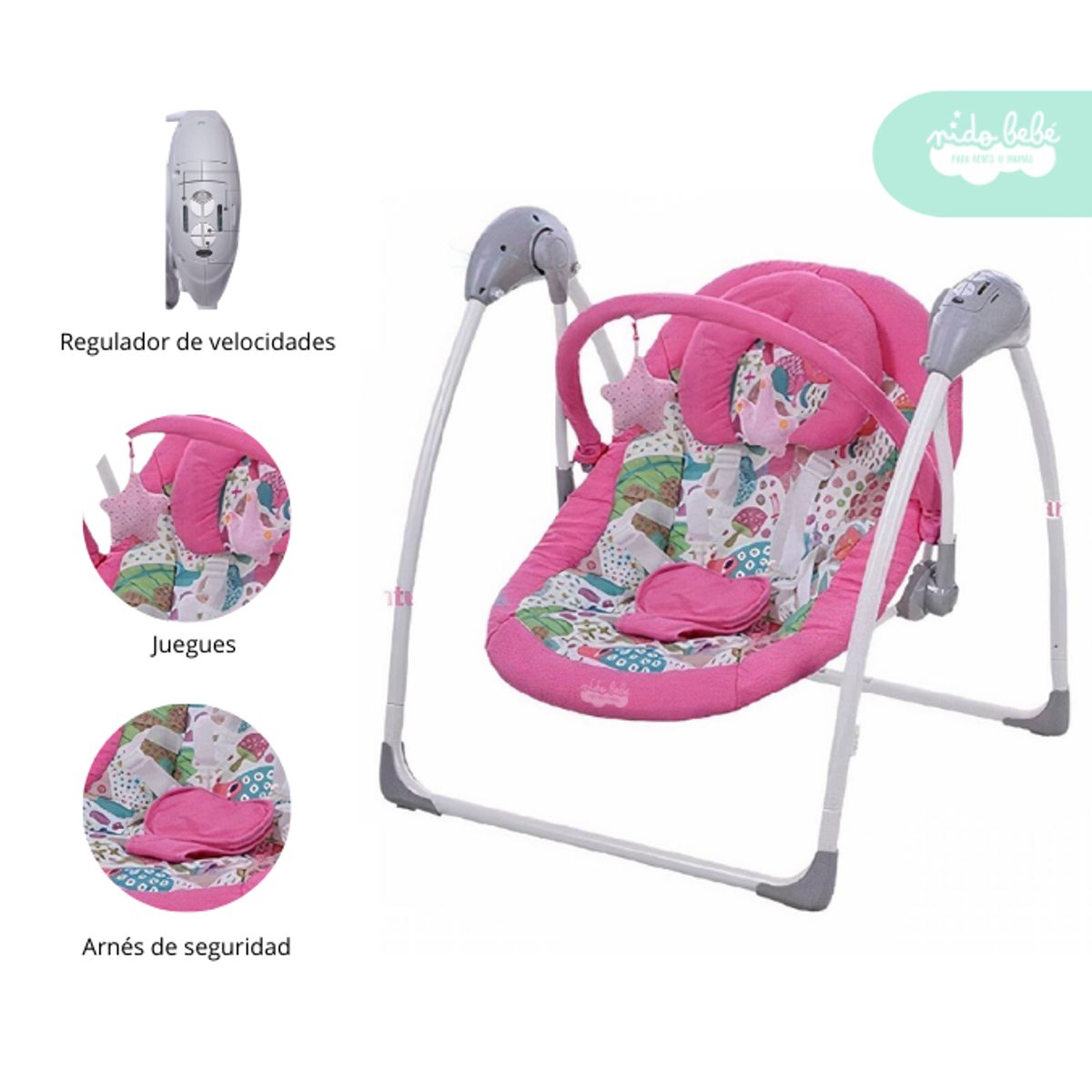 GENERICO - Silla Nido Mecedora de Bebé Columpio Bouncer Pink