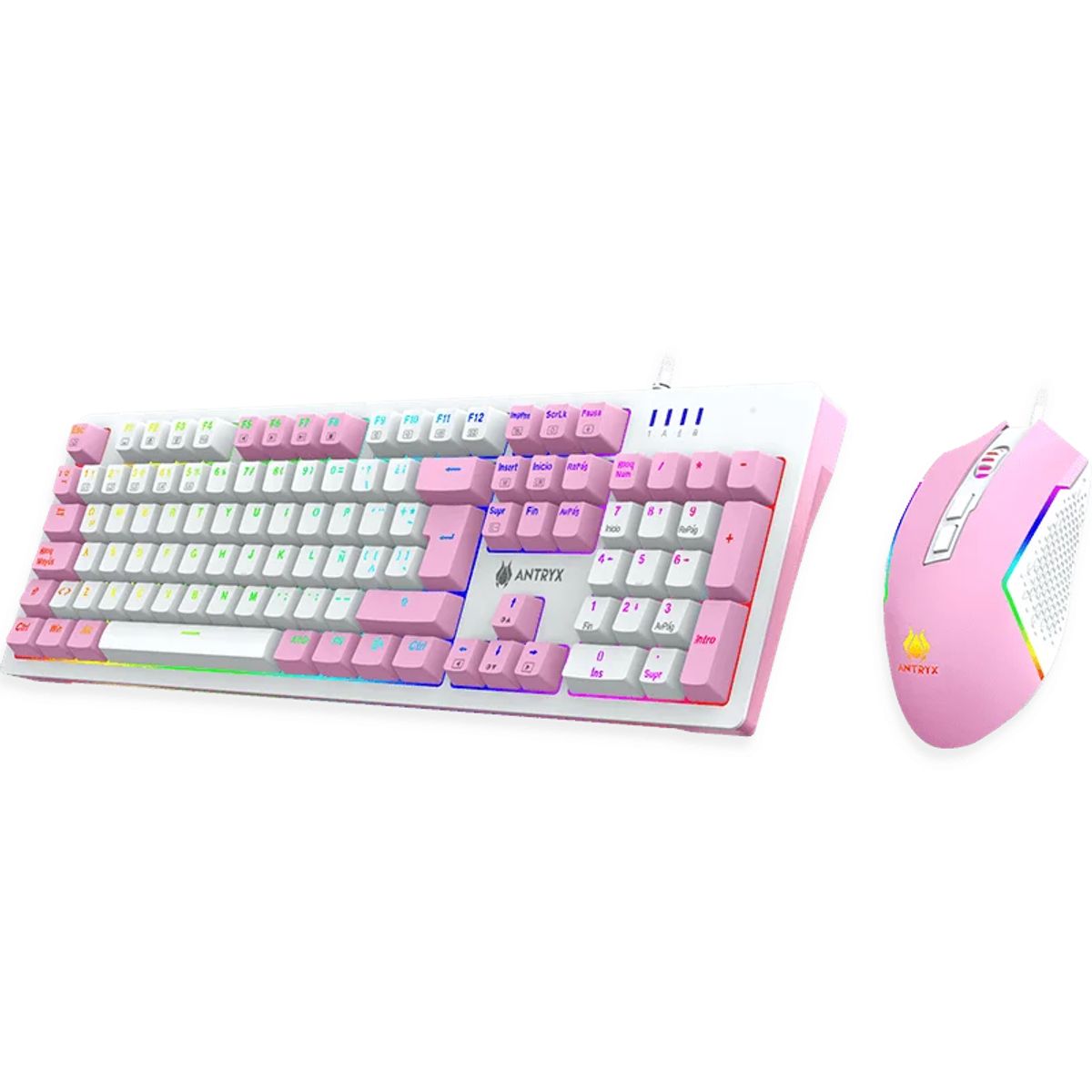 ANTRYX - KIT GAMING TECLADO MECANICO + MOUSE GC-5400 PINK BLUE SWITCH