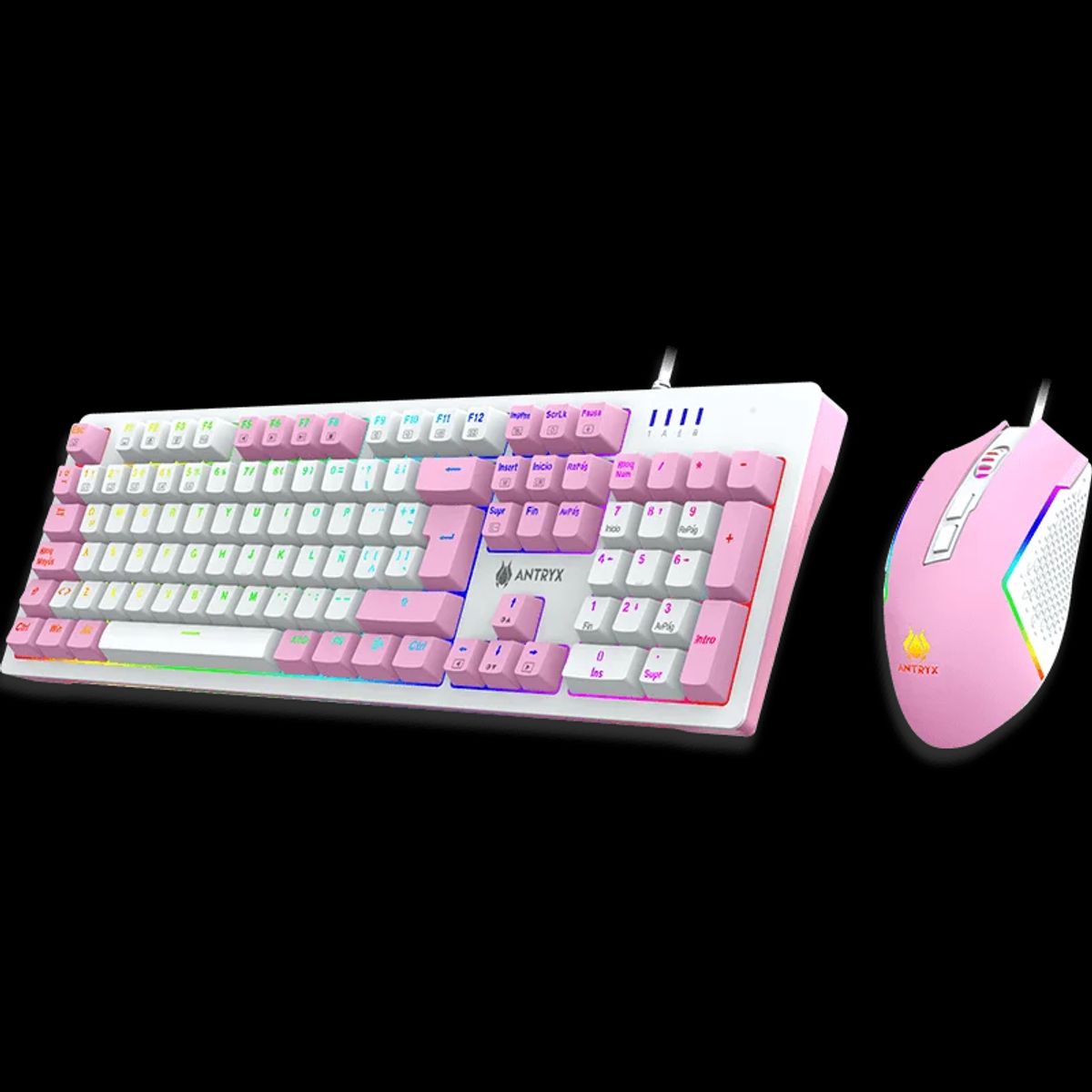 ANTRYX - KIT GAMING TECLADO MECANICO + MOUSE GC-5400 PINK RED SWITCH