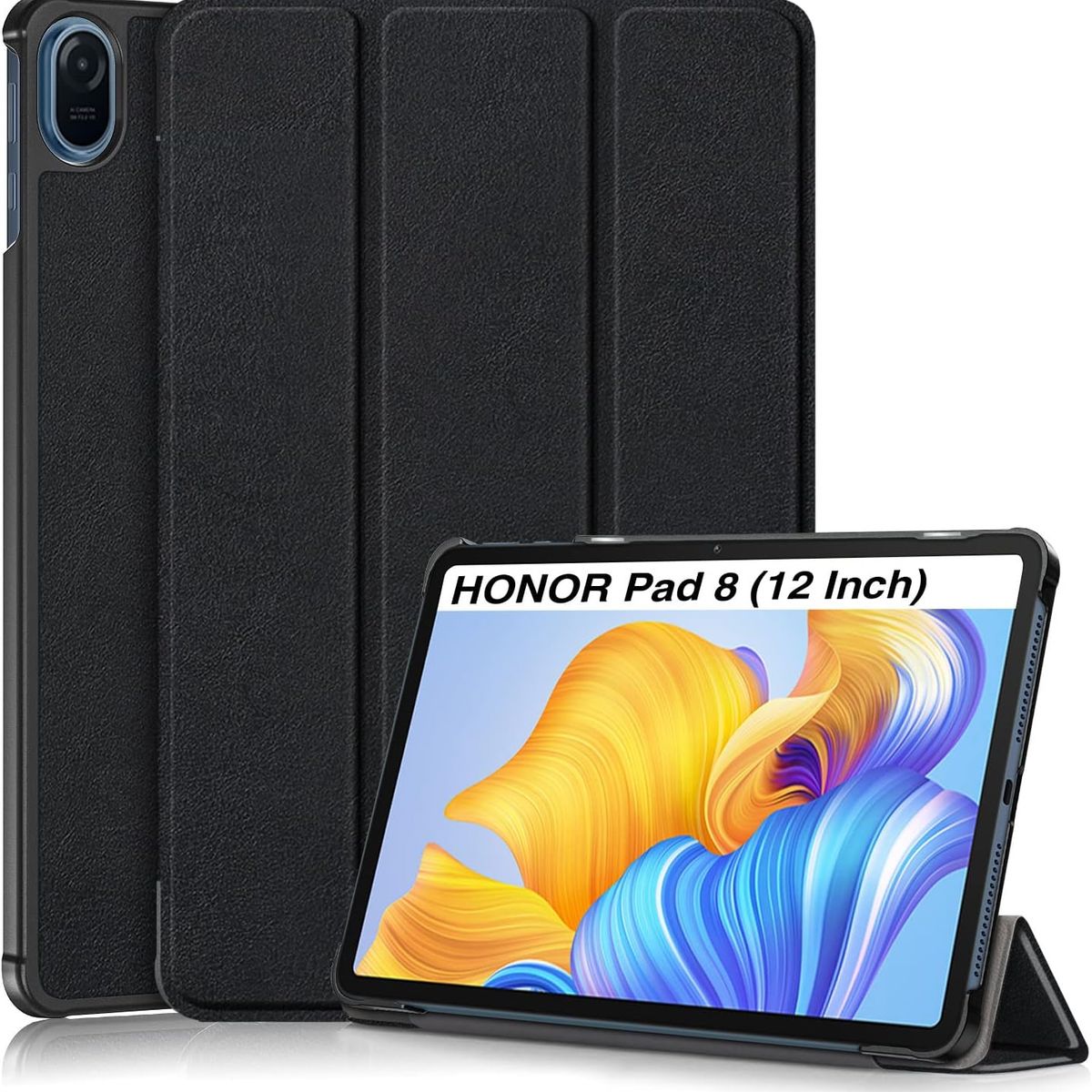 GENERICO - Funda Case Para HONOR Pad 8 Flip cover Imantado - NEGRO