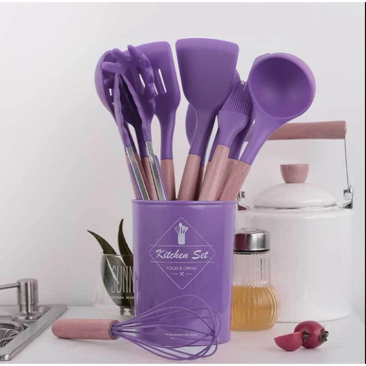 GENERICO - Juego de utensilios de cocina de silicona de 12 piezas
