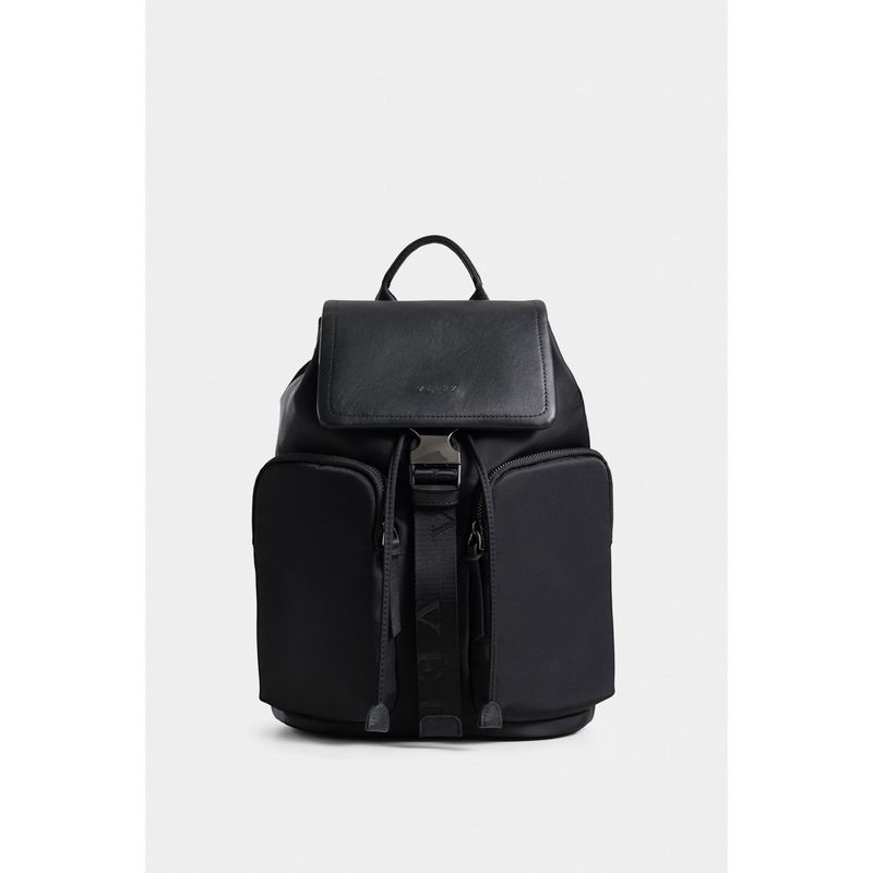 VELEZ - Vélez Mochila Ibiza Lona Cuero Mujer Chapa funcional Negro