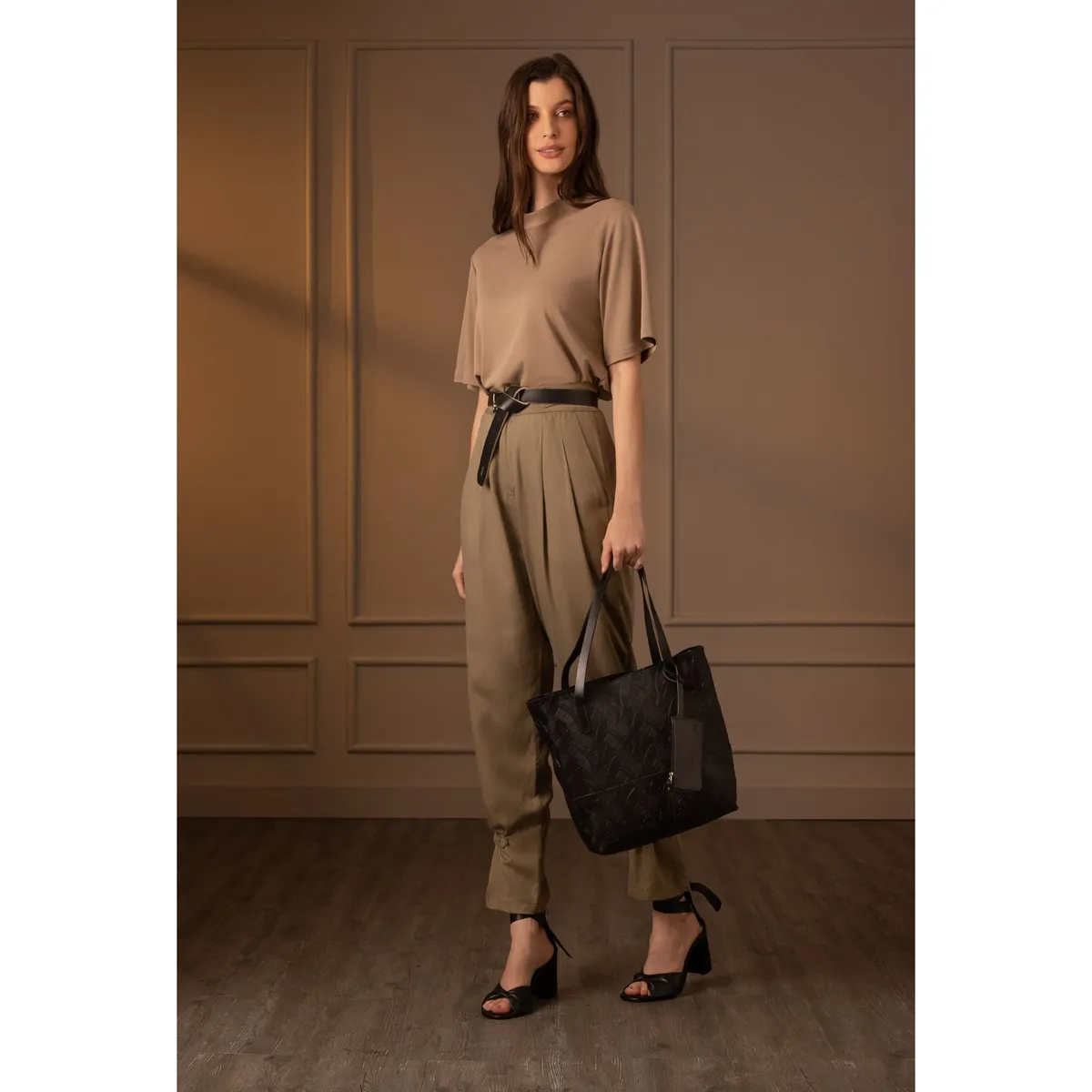 VELEZ - Vélez Shopping Denver De Cuero Mujer Placa Palmera Negro