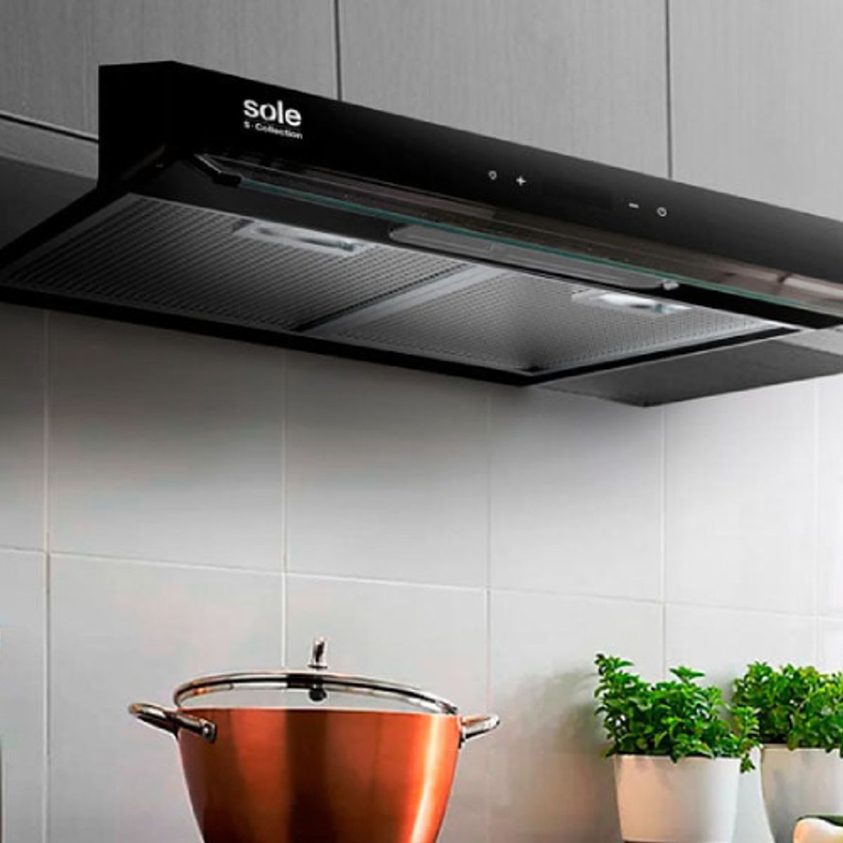 SOLER JOVE - Campana Extractora Sole 60cm Slim Black TURE18CO Negro