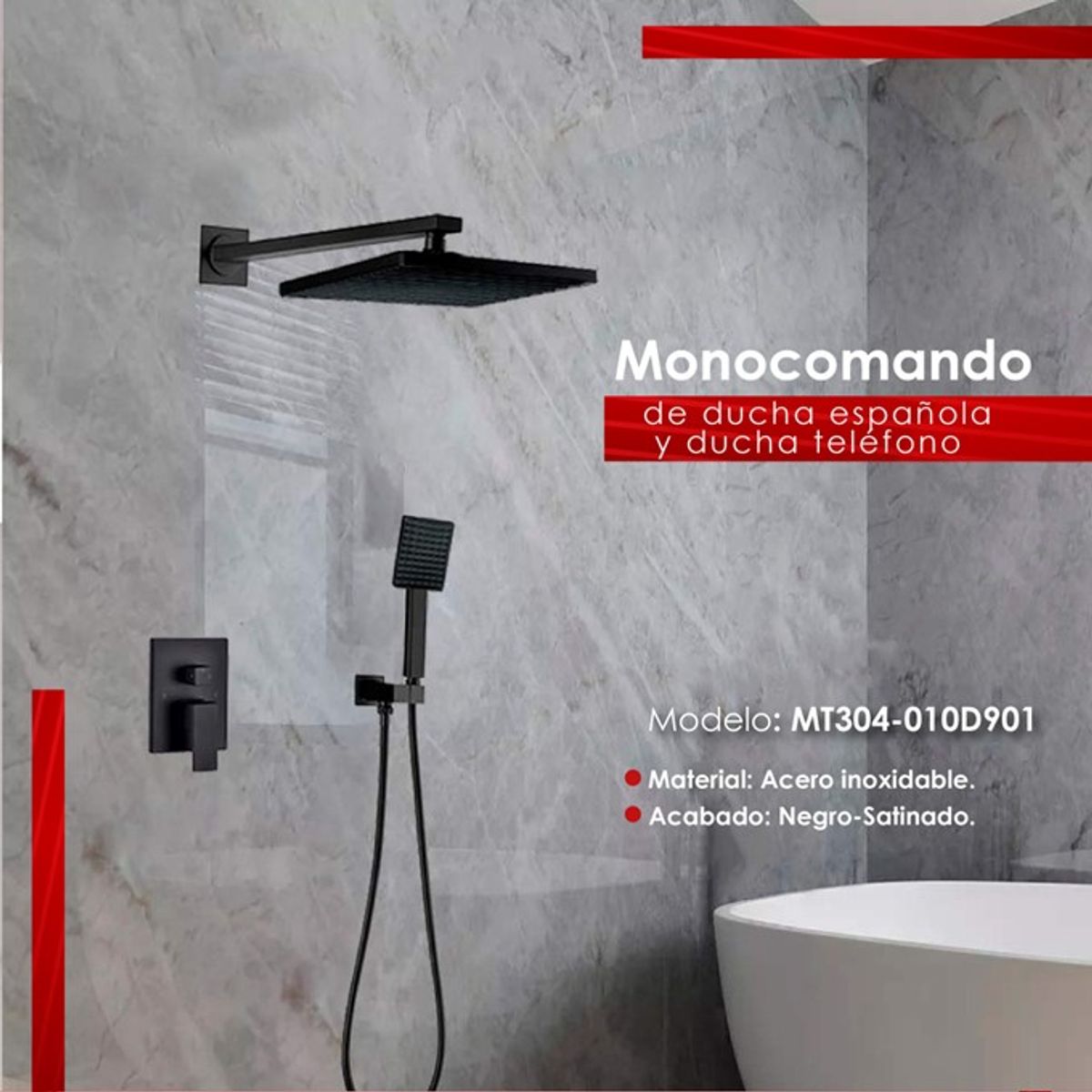 XM - MEZCLADORA DE DUCHA Y TELÉFONO NEGRO MT304-010D901