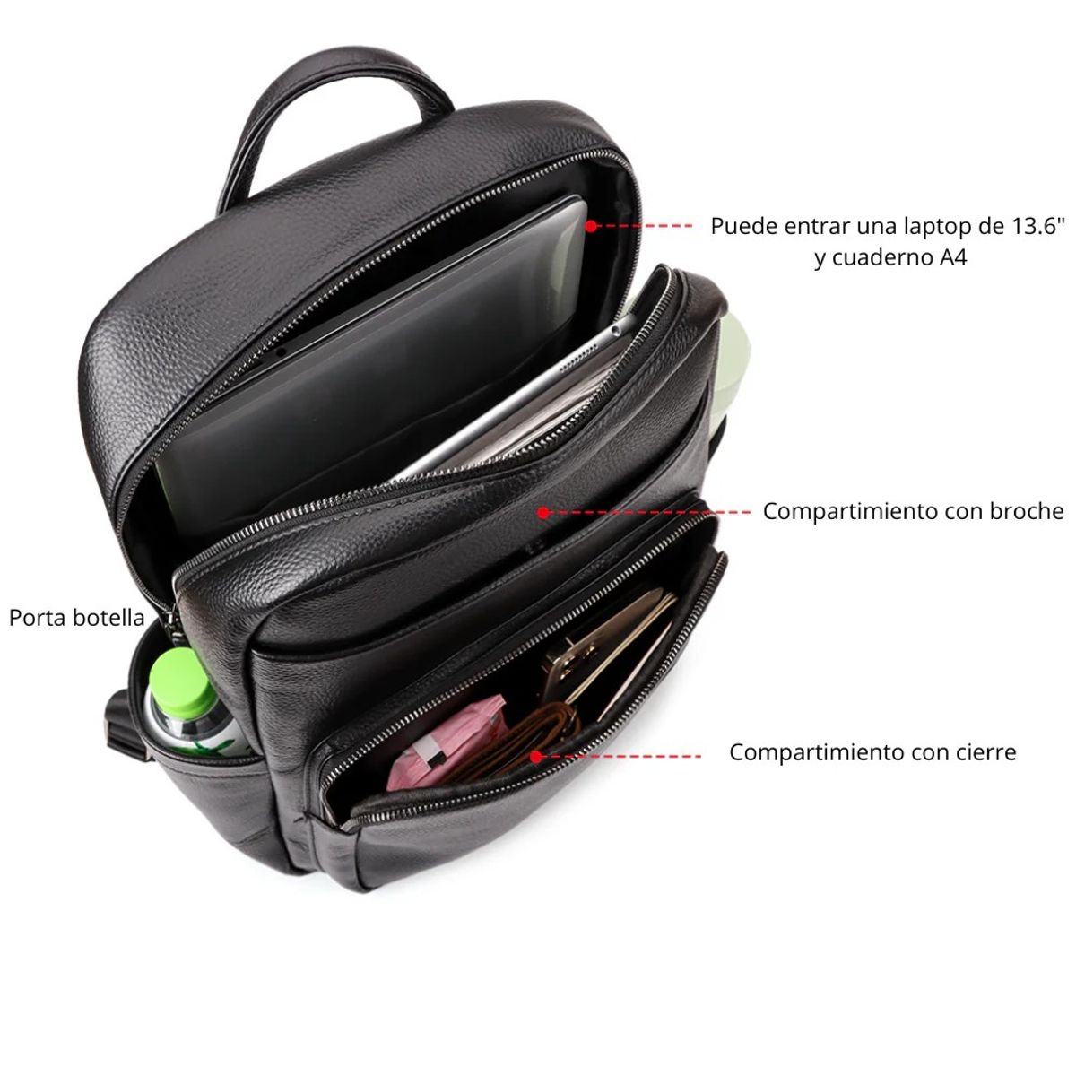 ARMUZ - MOCHILA DE CUERO VACUNO -CHRONOS- MH658 PARA LAPTOP