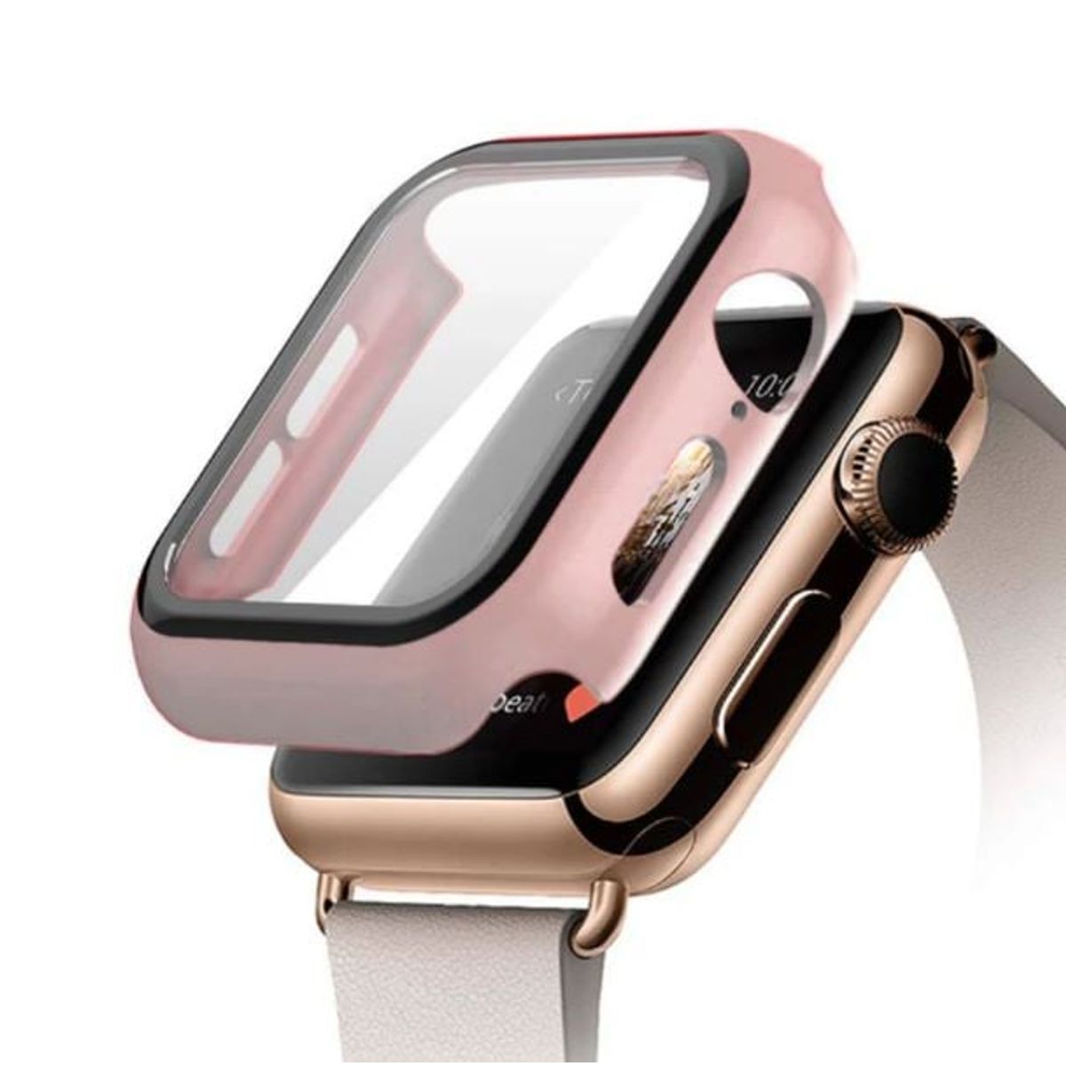 GENERICO - Case Bumper APPLEWATCH con Vidrio incorporado 40mm rosado