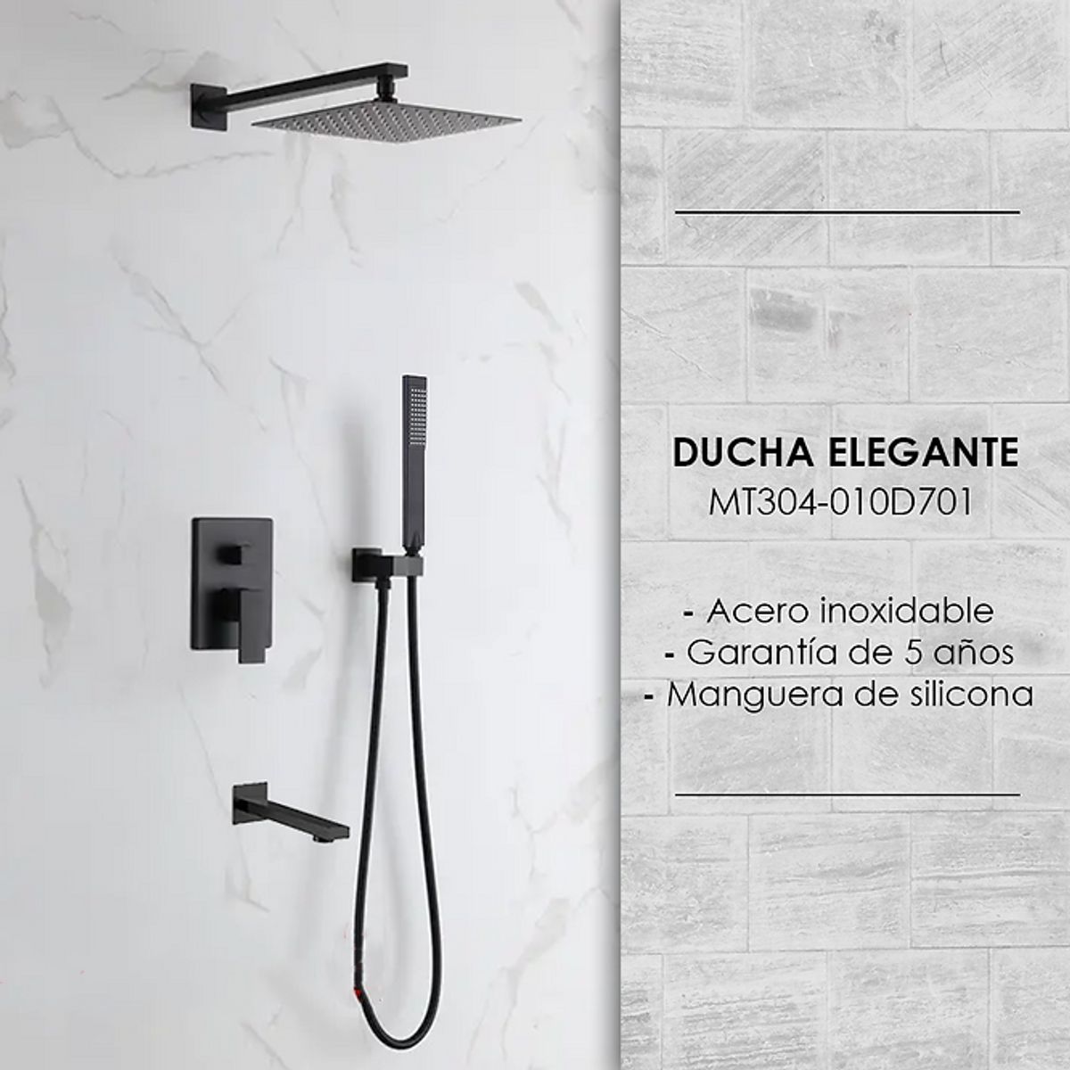 XM - MEZCLADORA DE BAÑO Y TINA NEGRO CUADRADO MT304- 010D701