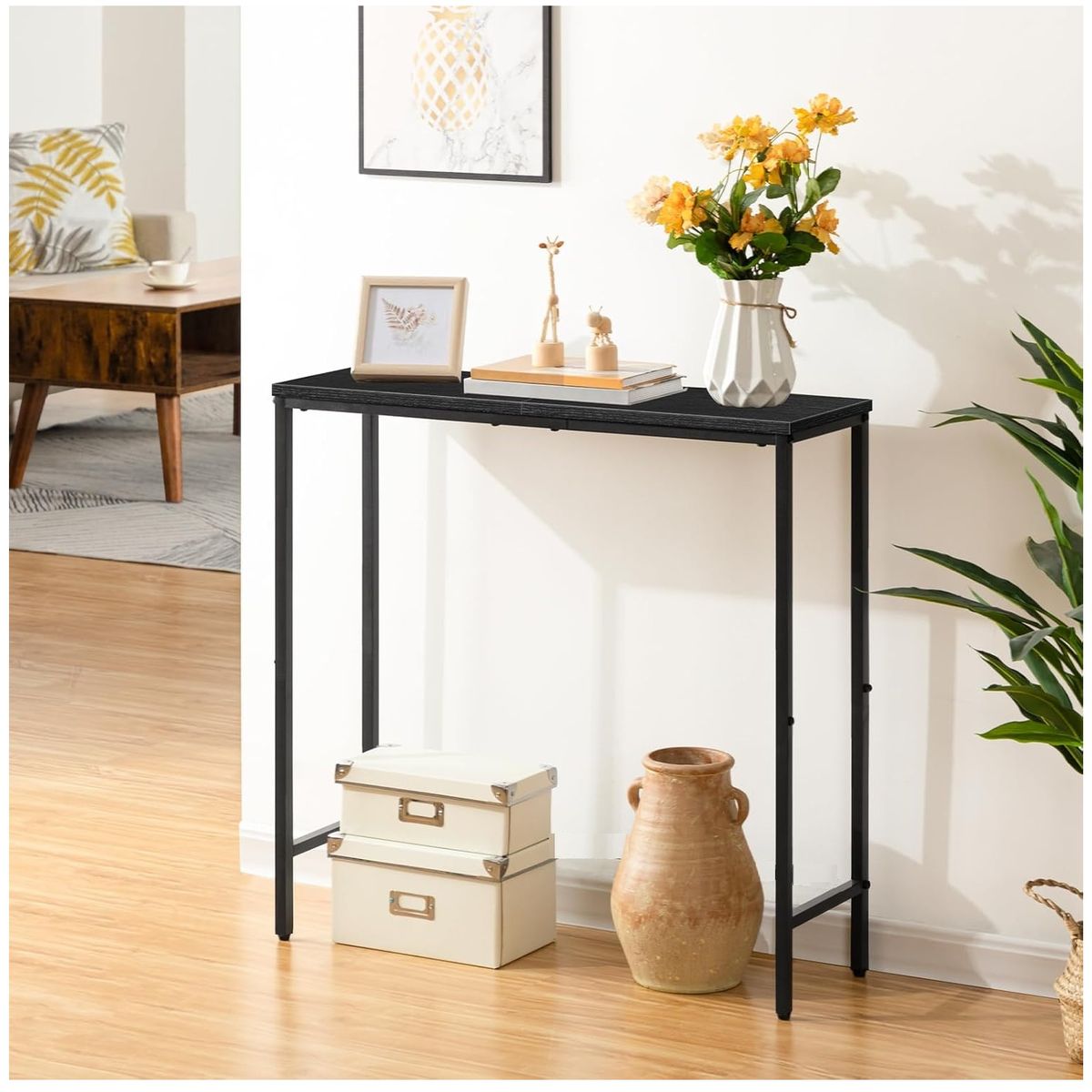 GENERICO - Mesa consola industrial de entrada o auxiliar 80x30x90 negro