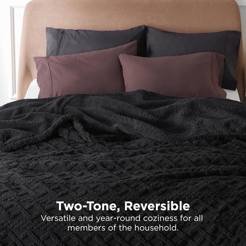 GENERICO - EDREDÓN TRENZADO DOS PLAZAS + 2 FUNDAS DE ALMOHADA NEGRO