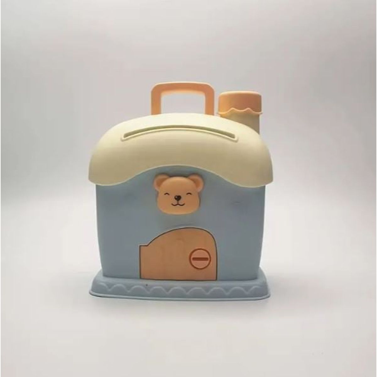 GENERICO - ALCANCIA CASA DE OSO CELESTE CON STICKERS