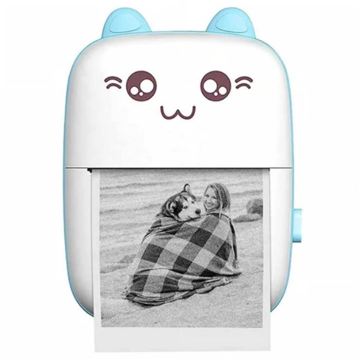 GENERICO - Mini Impresora Portatil Kawai  Recargable con Bluetooth Celeste