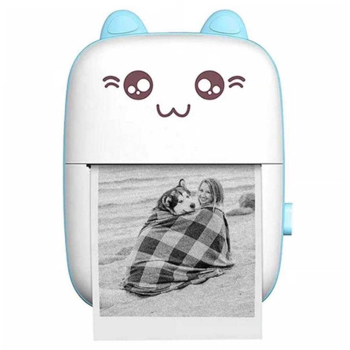 GENERICO - Mini Impresora Portatil Kawai  Recargable con Bluetooth Celeste