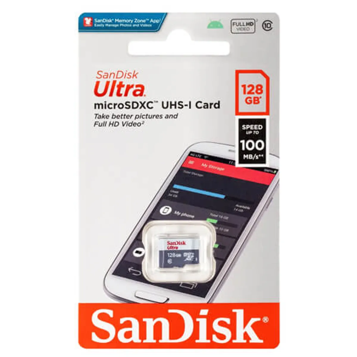 SANDISK - Tarjeta de Memoria Micro Sd Sandisk Ultra 128GB 100Mbs
