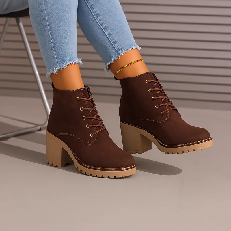 GENERICO - Botines para mujer Misshus Antonieta marrón suede