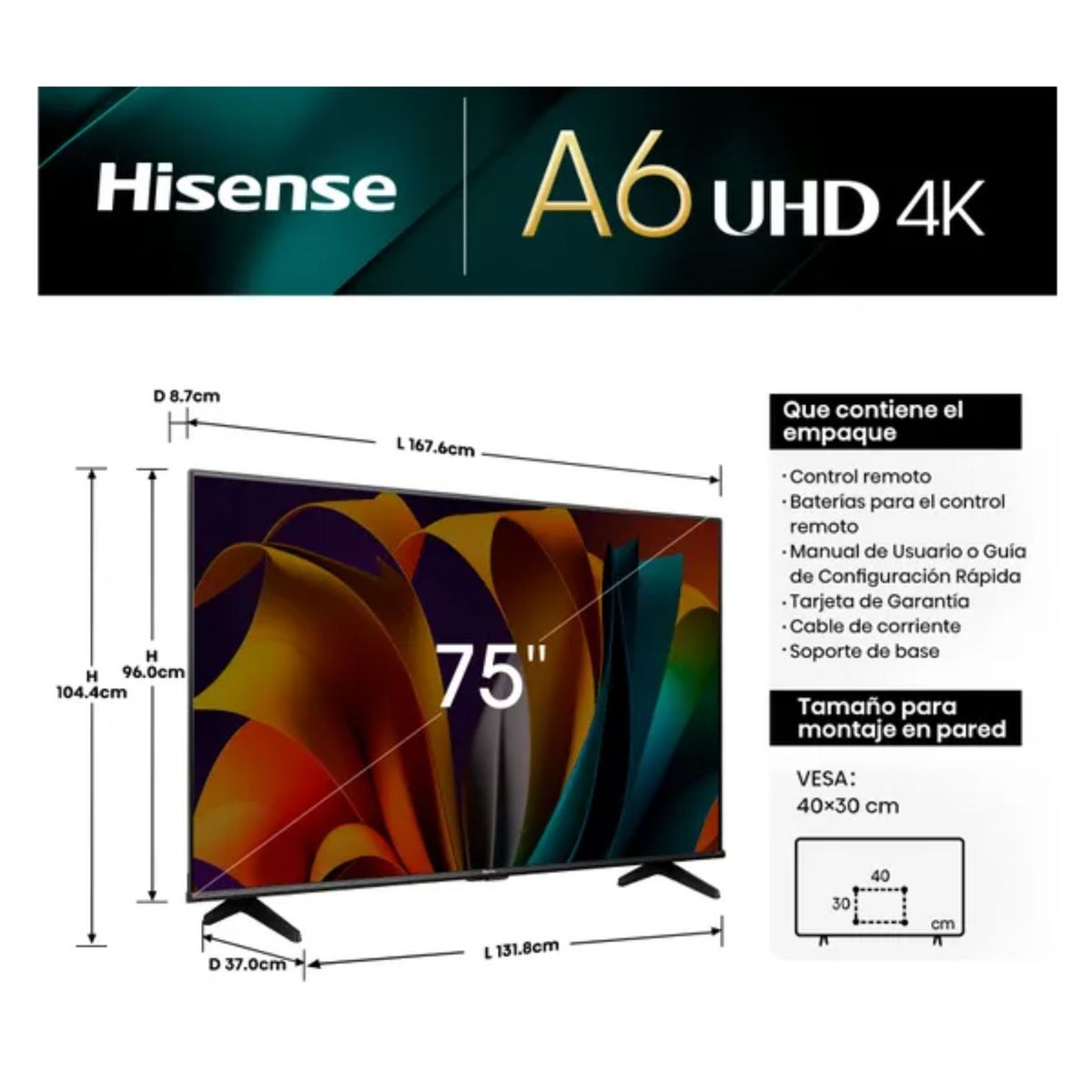 HISENSE - Televisor Hisense Smart TV 50 LED 4K UHD 50A6N