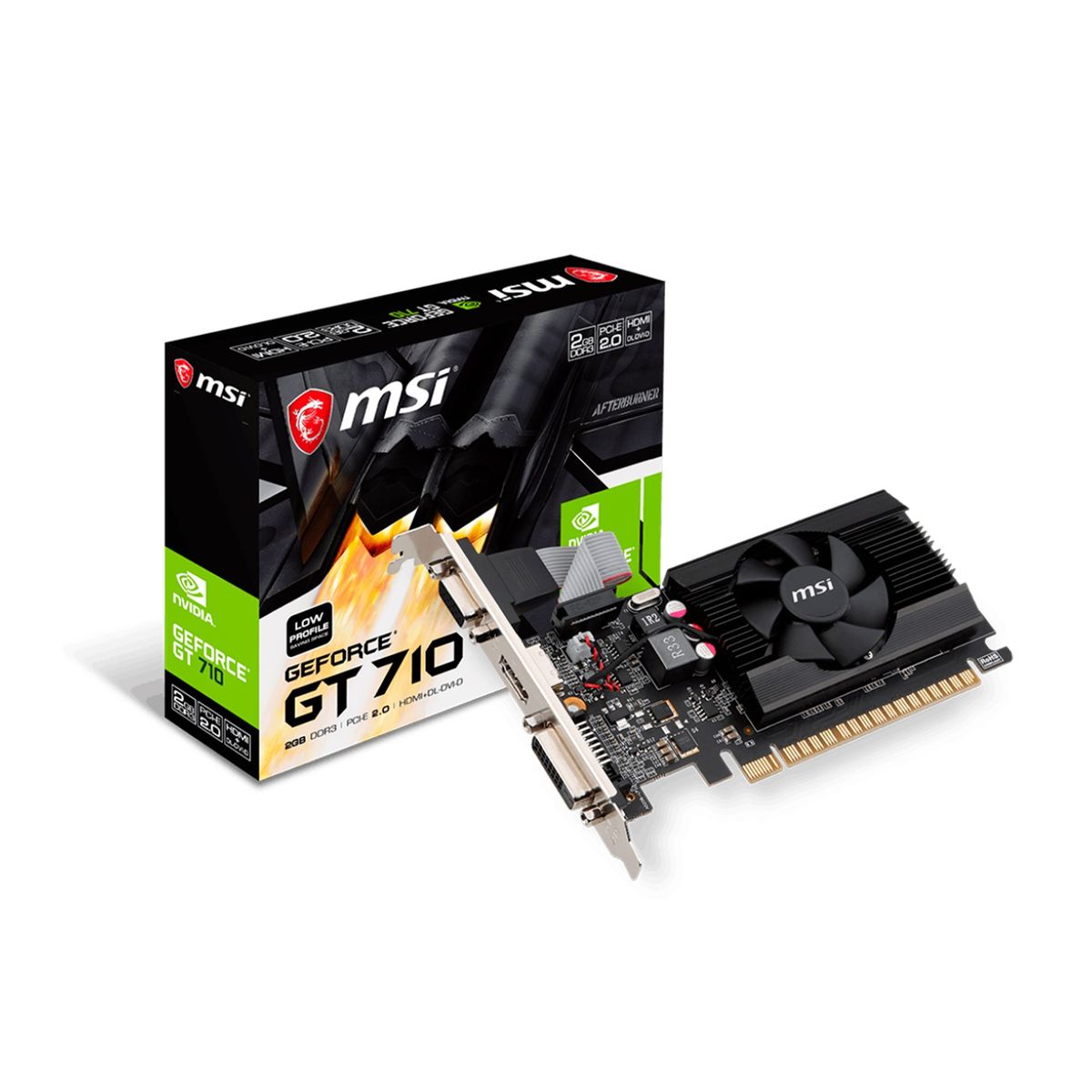 MSI - Tarjeta de video MSI 2GB DDR3 P/N: GT 710 2GD3 LP