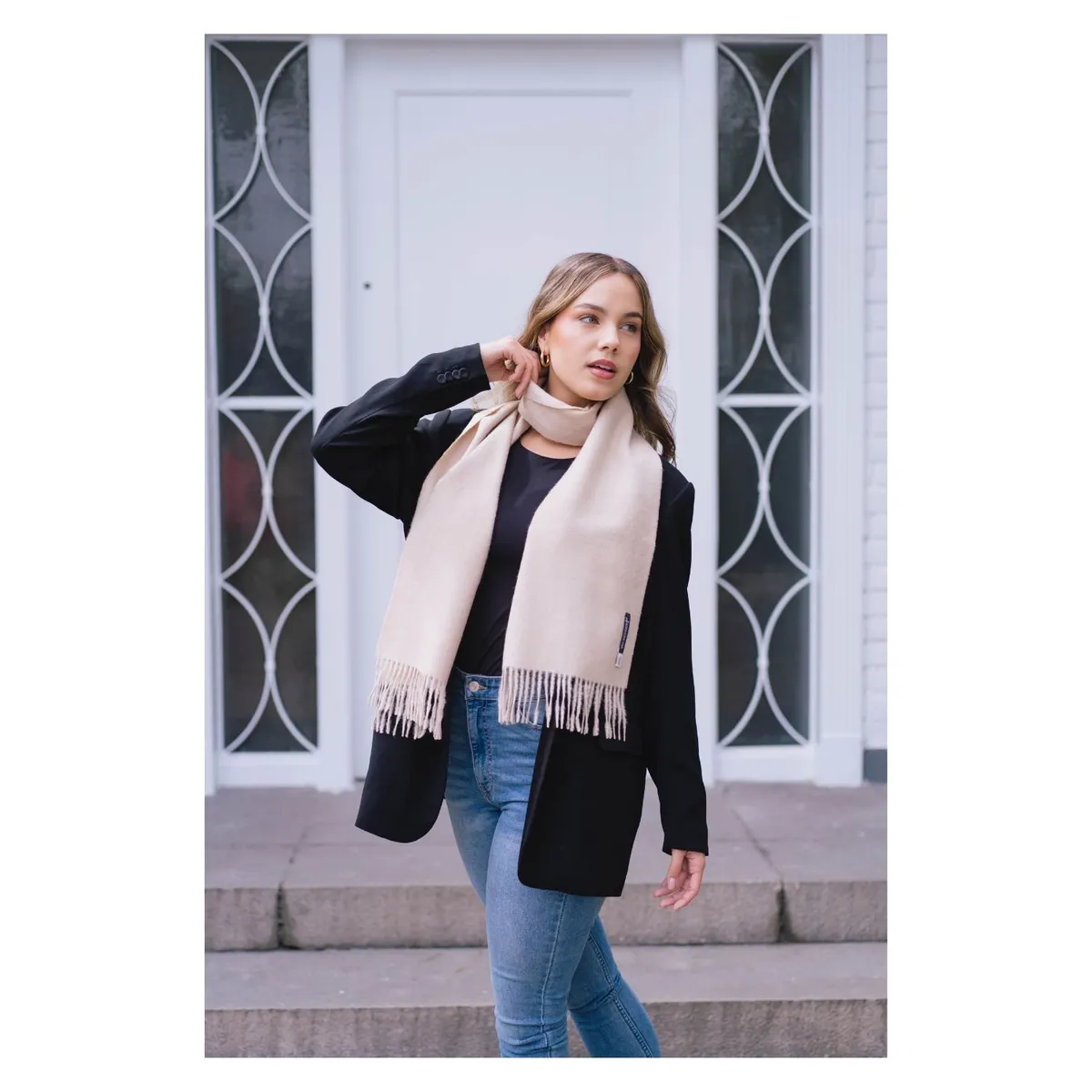 GENERICO - Bufanda Chalina Beige - 100% Baby Alpaca_.