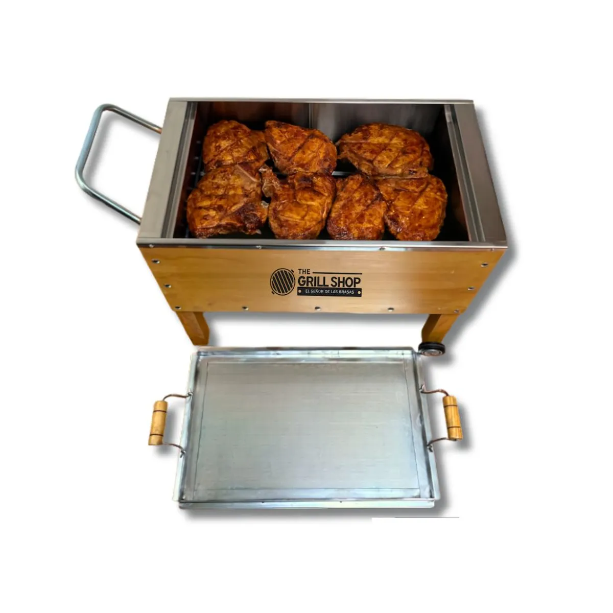 THE GRILL SHOP - Caja china mediana familiar + carbón + cerveza + guantes