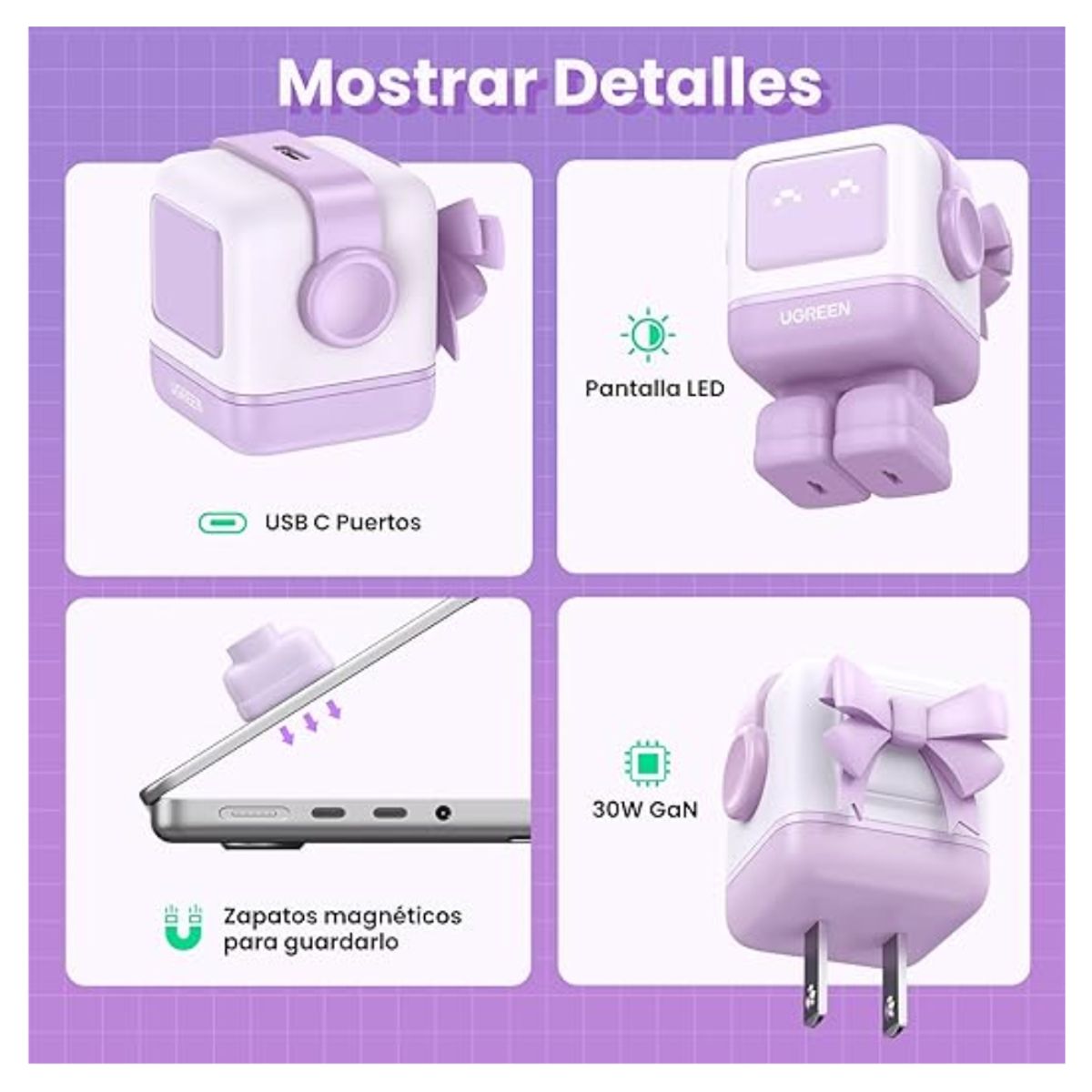 UGREEN - Cargador Robot Carga Rapida Portatil Ugreen Nexode CD359 30W