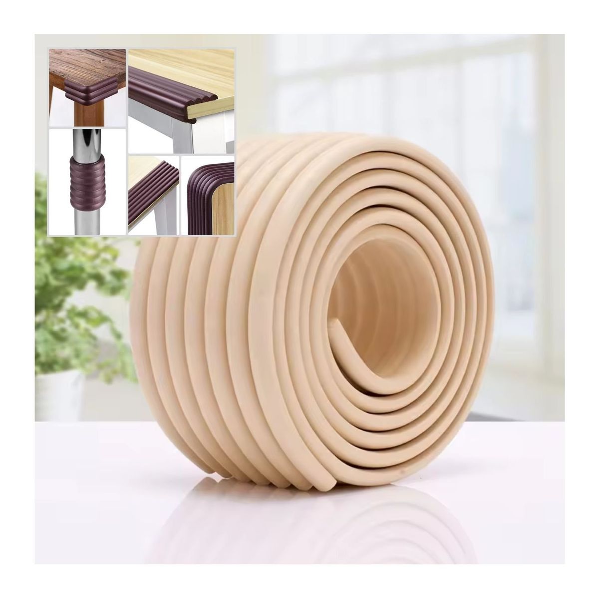 GENERICO - Protector de Bordes Rollo x 2 Mts Pack 6 Unds Crema