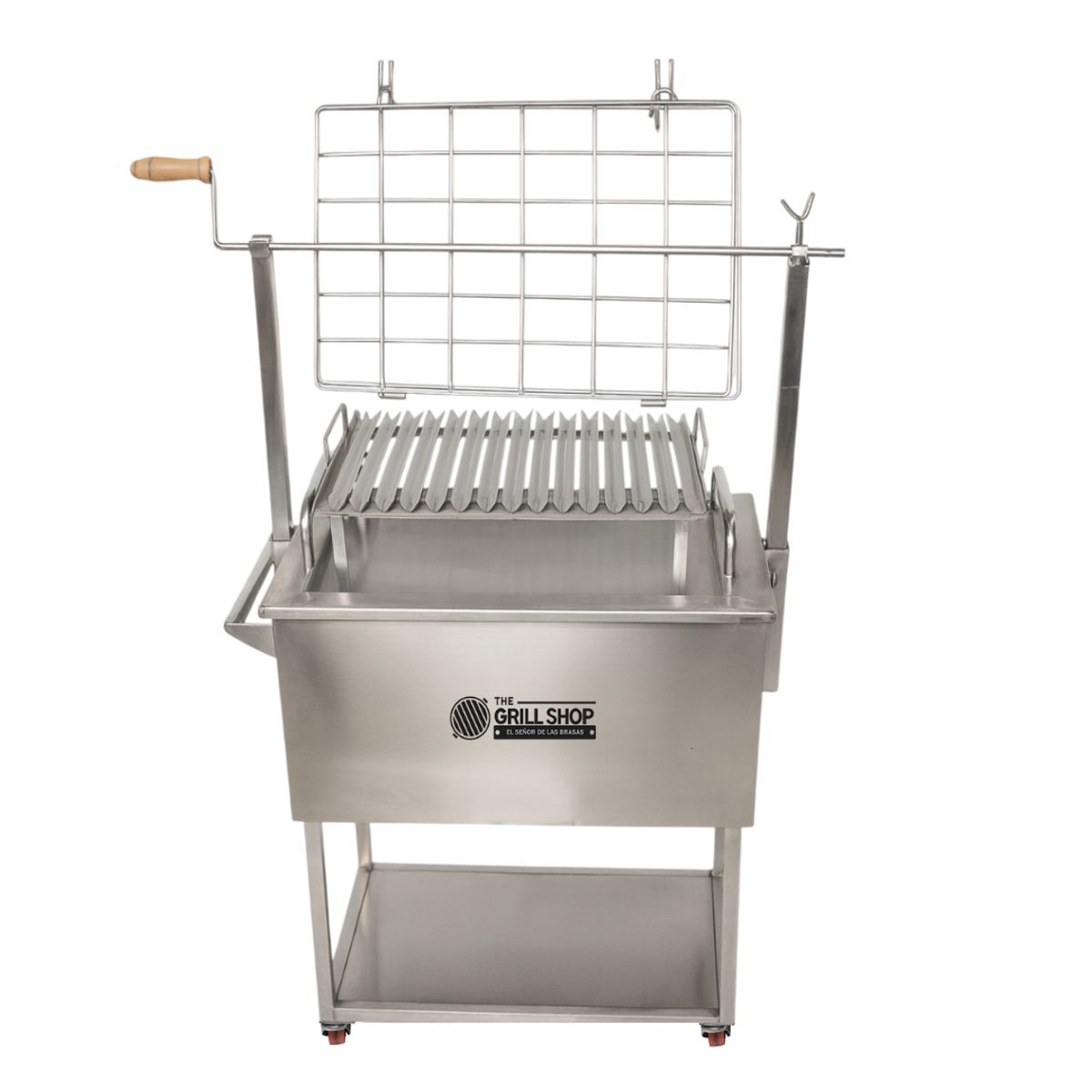 THE GRILL SHOP - Caja China Grande 3 en 1 Acero inoxidable + Guantes + Carbón +Cerveza