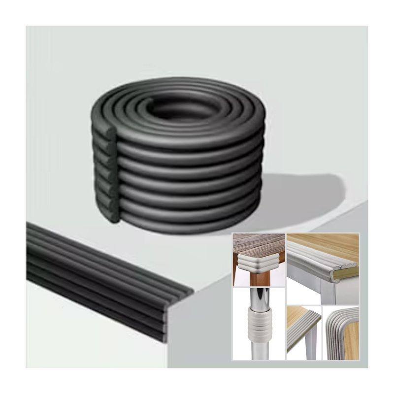 GENERICO - Protector de Bordes Rollo x 2 Mts Pack 6 Unds Negro