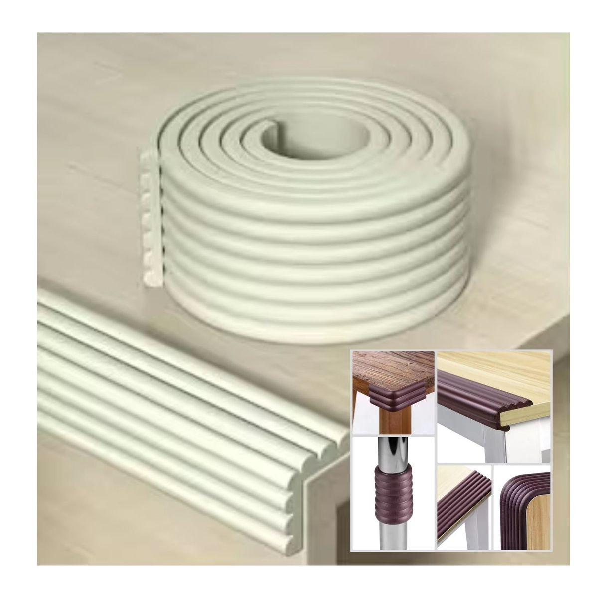 GENERICO - Protector de Filos Rollo 2 Metros Pack x 6 Blanco