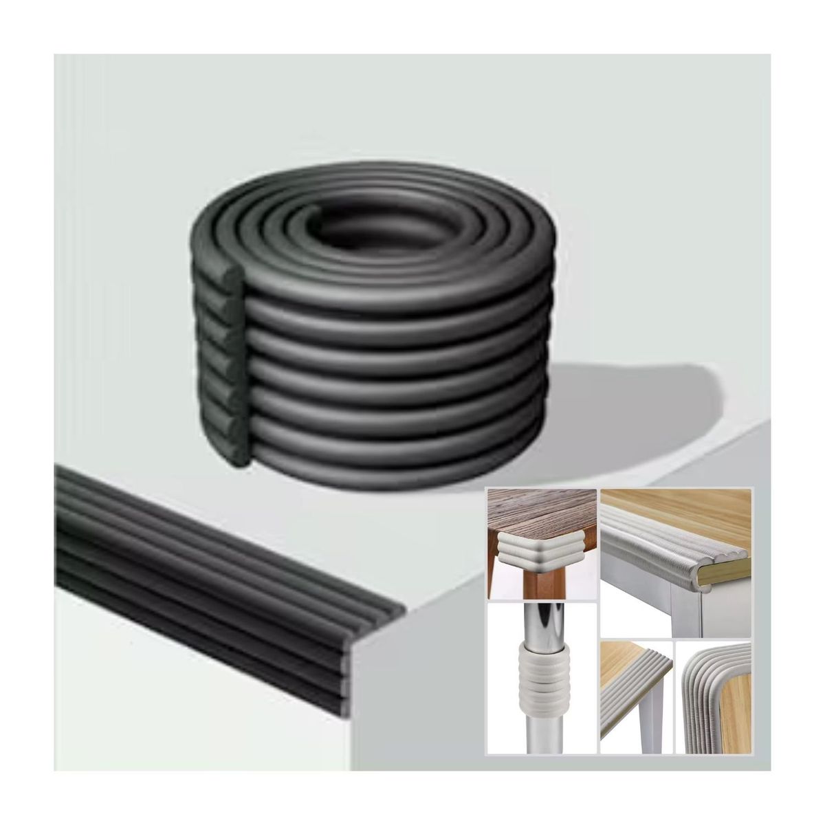 GENERICO - Protector de Filos Rollo 2 Metros Pack x 2 Negro