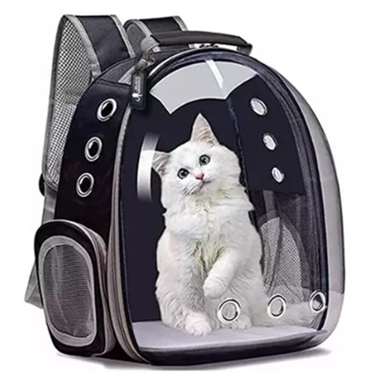 GENERICO - Mochila Para Gato Mascotas Perro Todo Transparente - NEGRO