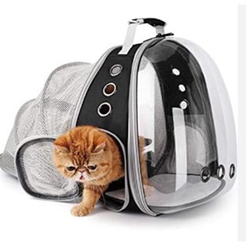GENERICO - Mochila Para Gato Mascotas Perro Todo Transparente - NEGRO