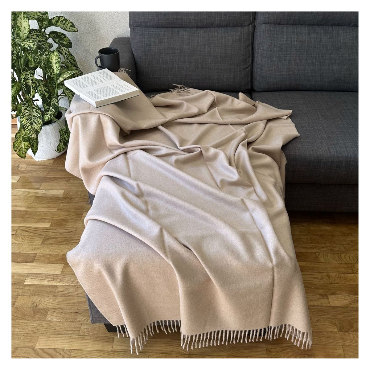 GENERICO - Manta Frazada Beige - 100% Baby Alpaca