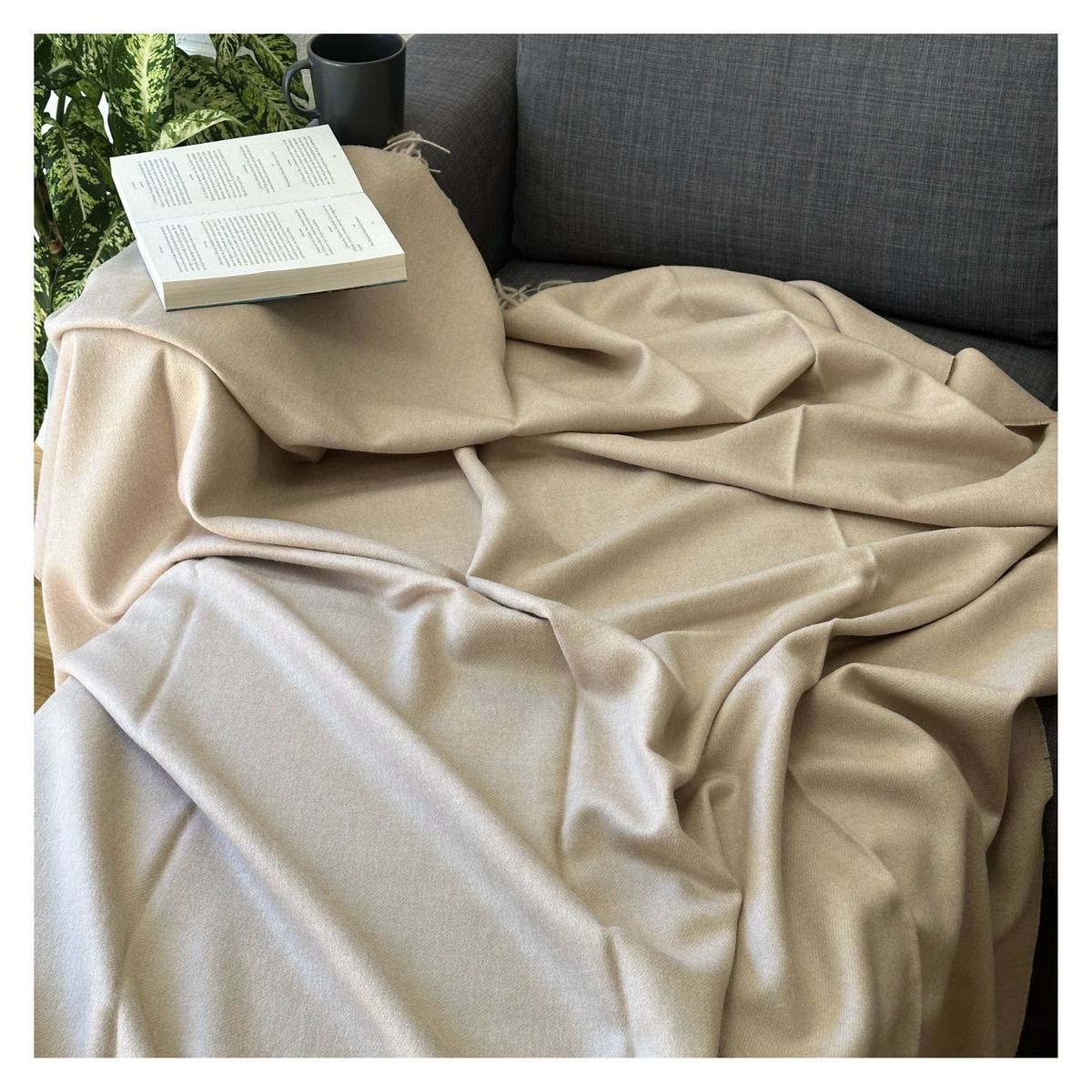 GENERICO - Manta Frazada Beige - 100% Baby Alpaca