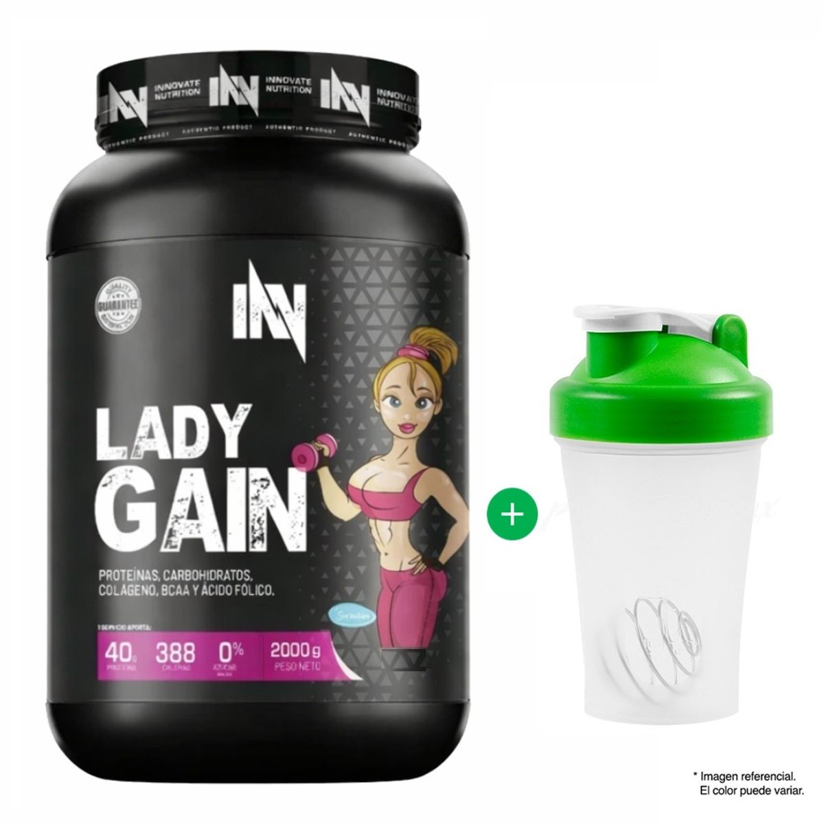 INN INNOVATE NUTRITION - PROTEÍNA LADY GAIN 2 KG CHOCOLATE + SHAKER