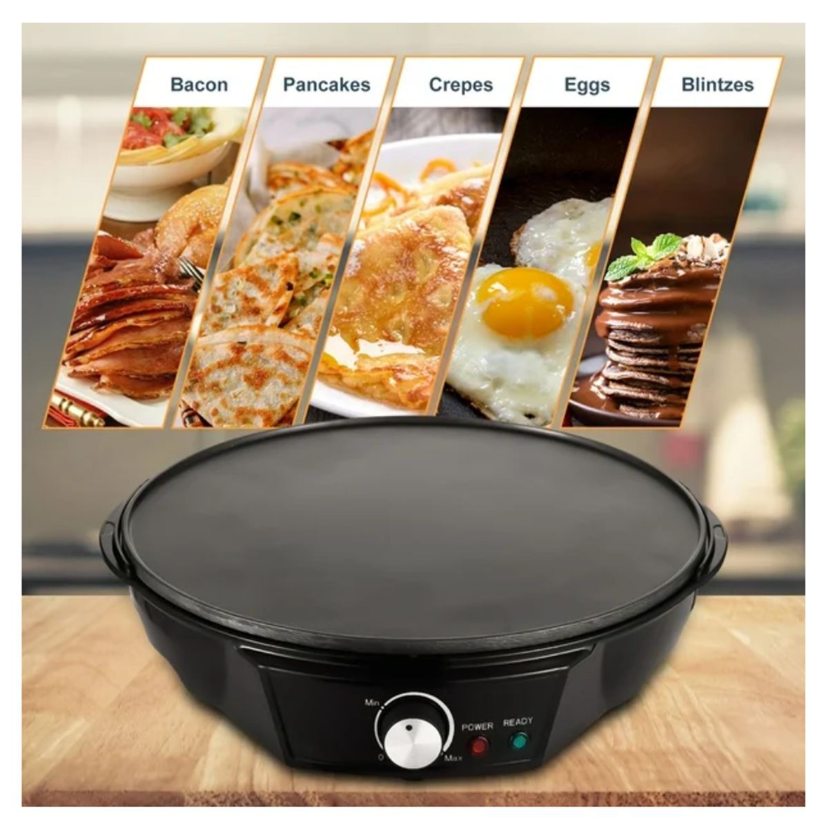 GENERICO - Crepera de 11 pulgadas 1200w Plancha para panqueques antiadherente