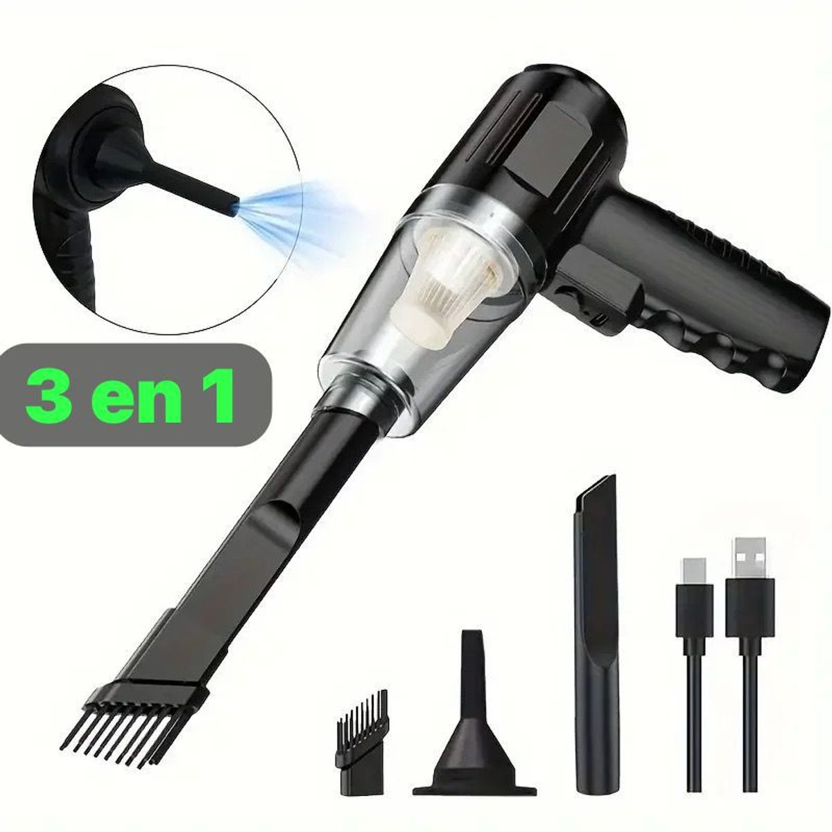 OEM - Mini Aspiradora 3 en 1 Portátil para Limpieza Recargable Multiuso