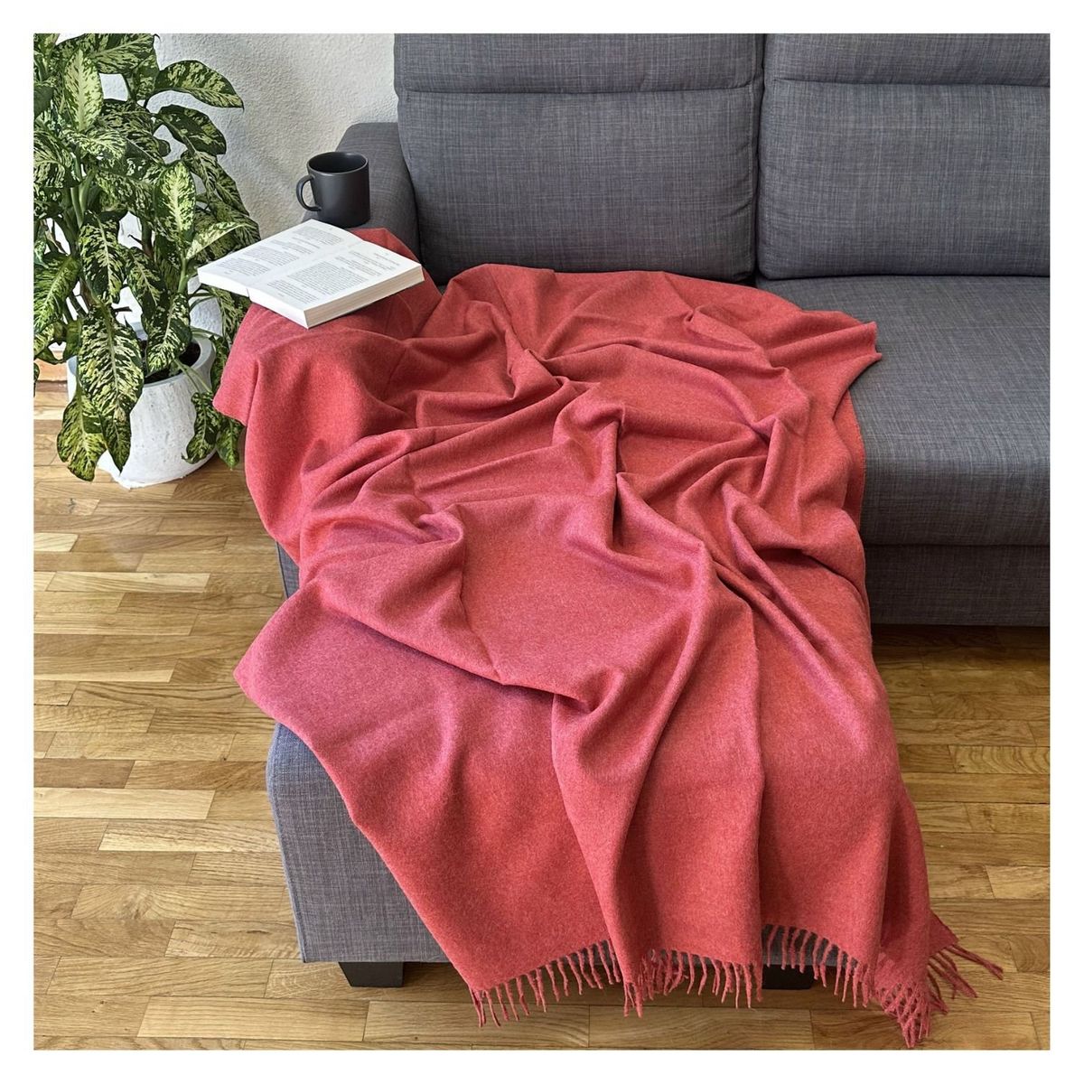 GENERICO - Manta Frazada Roja - 100% Baby Alpaca