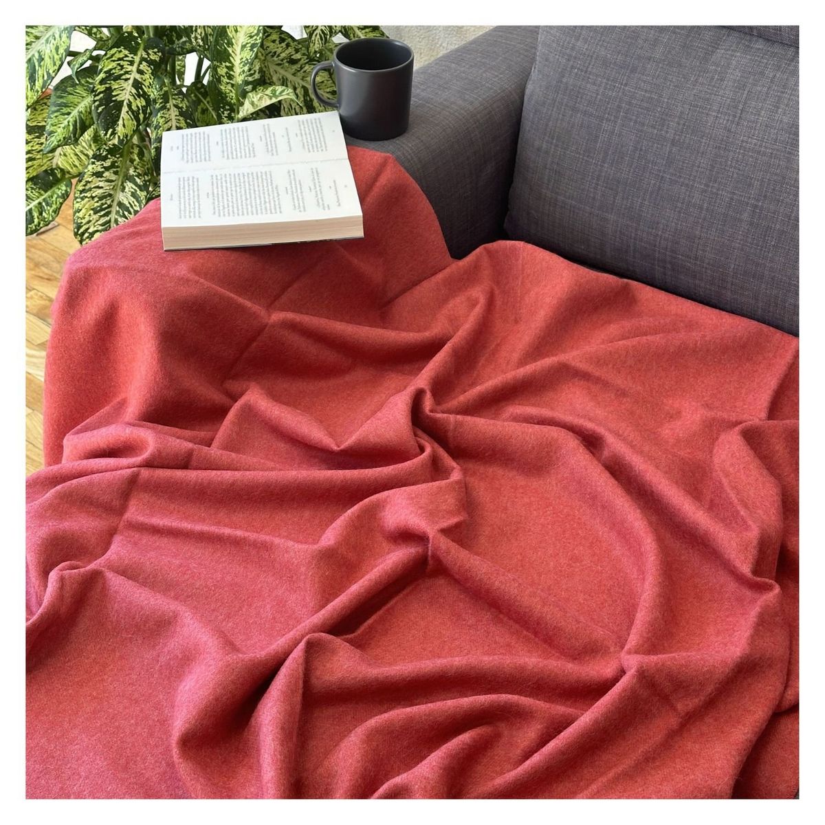 GENERICO - Manta Frazada Roja - 100% Baby Alpaca