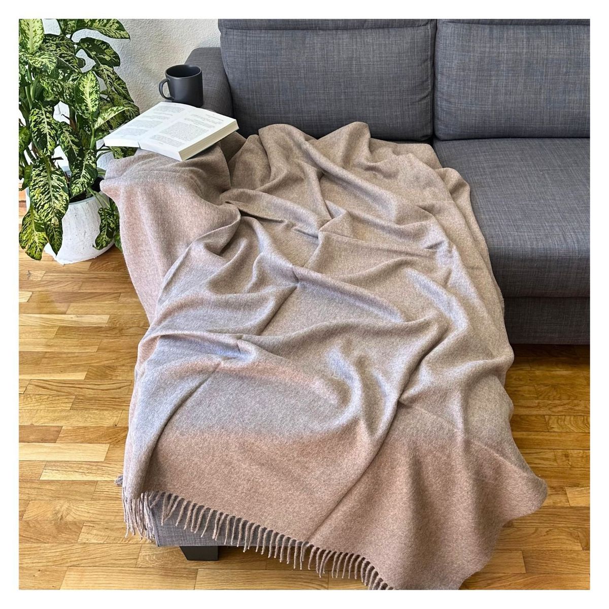 GENERICO - Manta Frazada Marrón - 100% Baby Alpaca