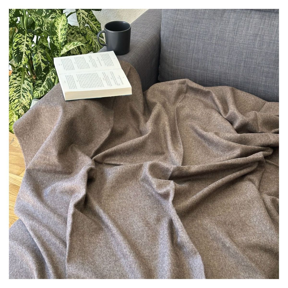 GENERICO - Manta Frazada Marrón Oscuro - 100% Baby Alpaca