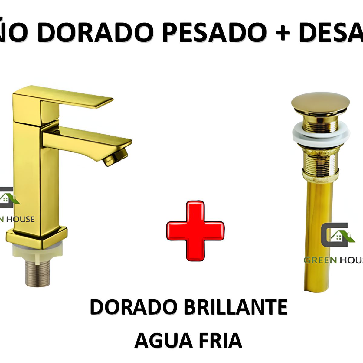 IMPORTADO MC - GRIFERIA  15CM DORADO PESADO AGUA FRIA  + DESAGUE DORADO