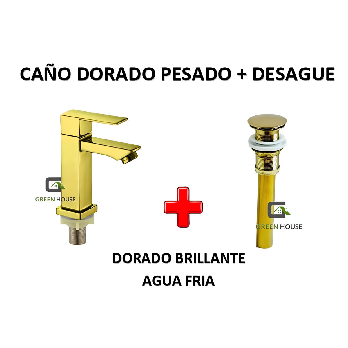 IMPORTADO MC - GRIFERIA  15CM DORADO PESADO AGUA FRIA  + DESAGUE DORADO