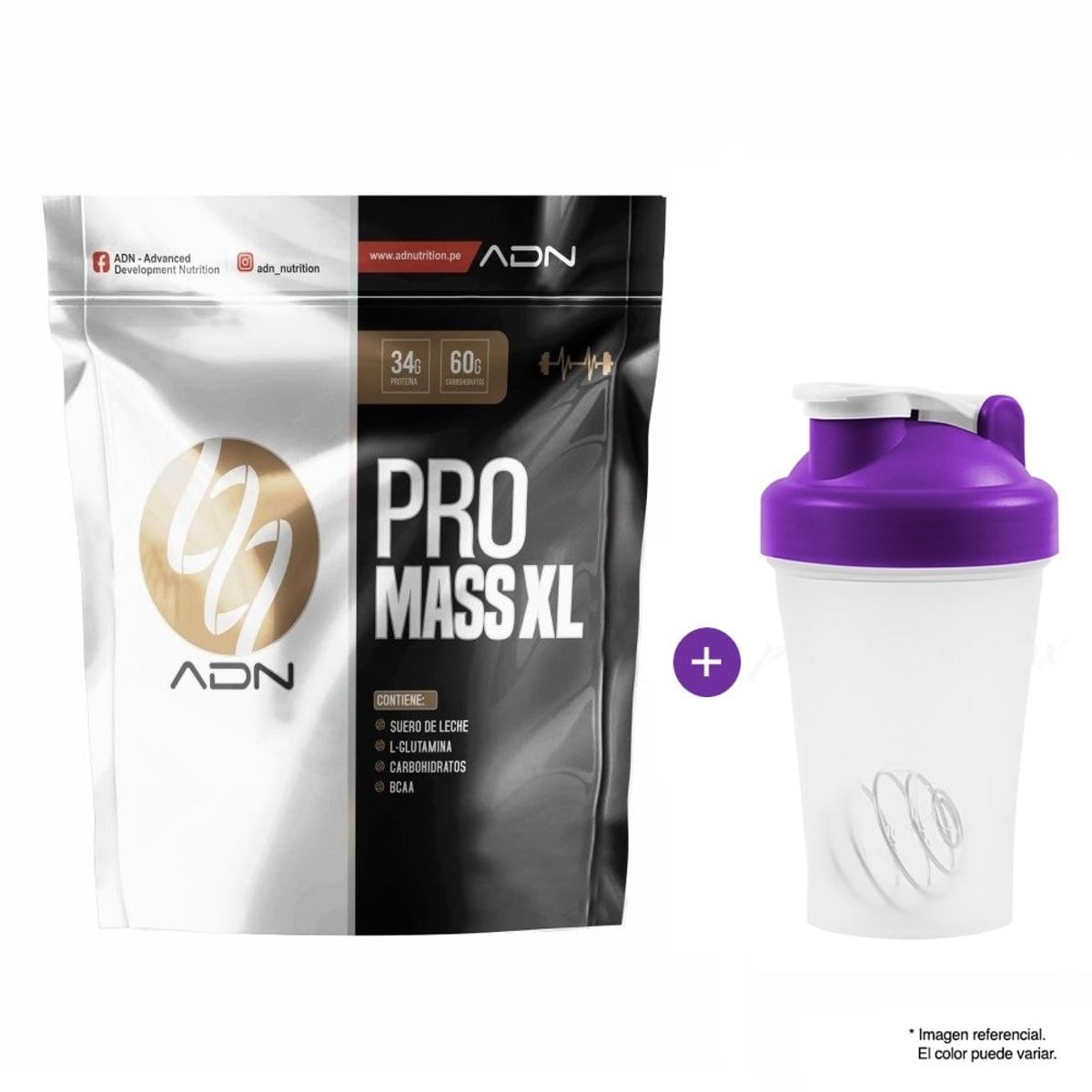 ADN - PRO MASS XL PROTEÍNA 3 KG CHOCOLATE + SHAKER